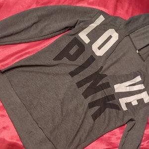 Victoria's Secret Gray Hoodie with Black and White Lettering